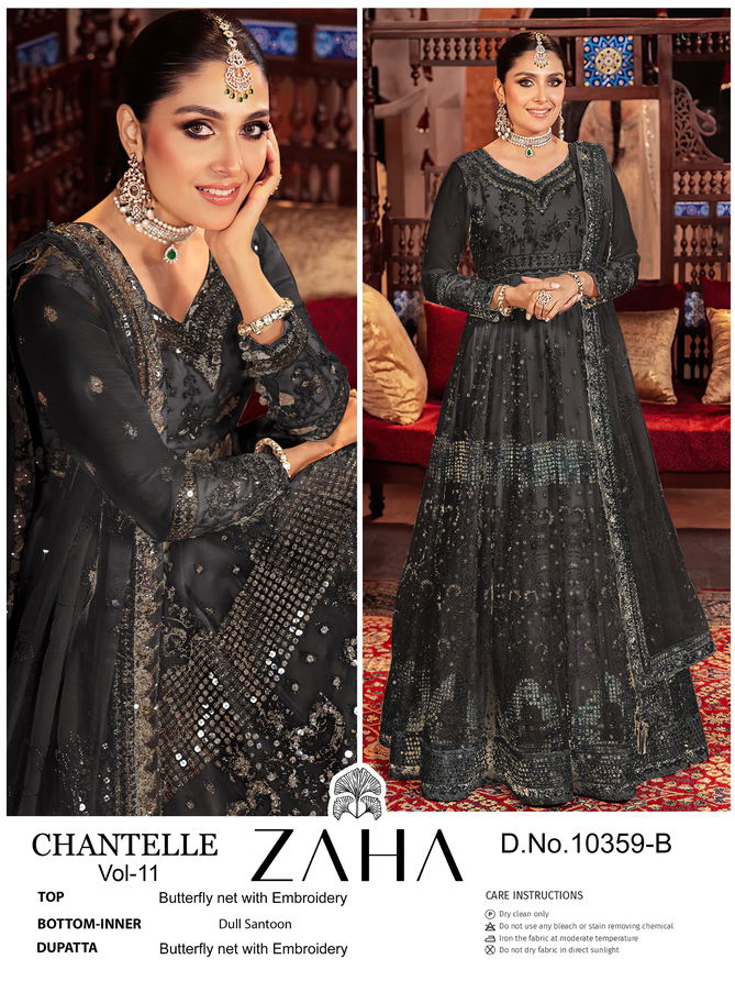 Chantelle Vol 11 By Zaha Butterfly Net Embroidery Pakistani Suits Wholesalers In Delhi
